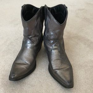 Gray/Silver Metallic Cowboy Boots